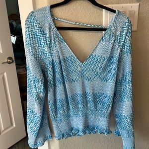 Blue Patterned Women's Top